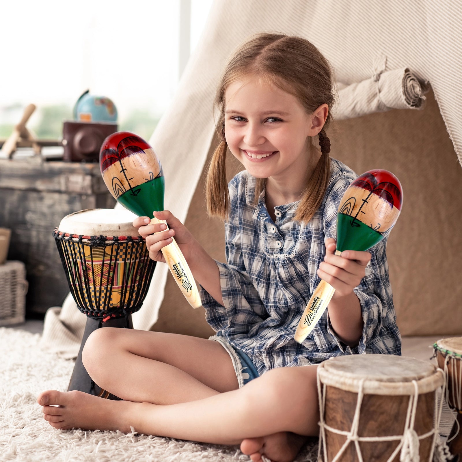 Premium Wooden Maracas Sticks – 24cm Handcrafted - Durable Natural Wood Shakers