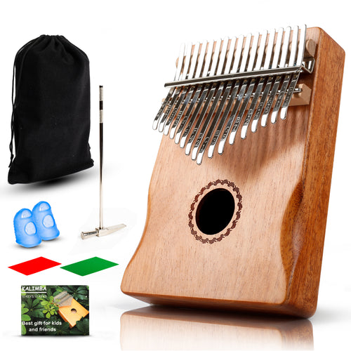 Kalimba - 17 Keys with Mahogany Wood - Includes Tune Hammer and Study Instruction