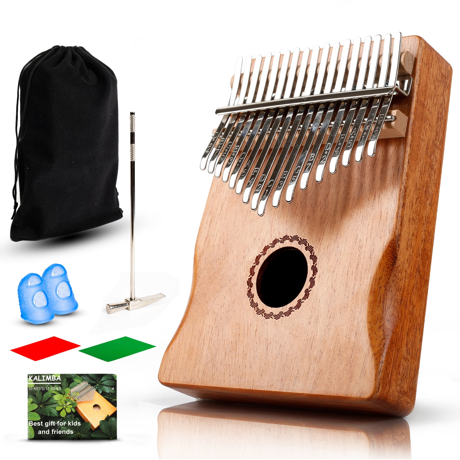 Kalimba - 17 Keys with Mahogany Wood - Includes Tune Hammer and Study Instruction