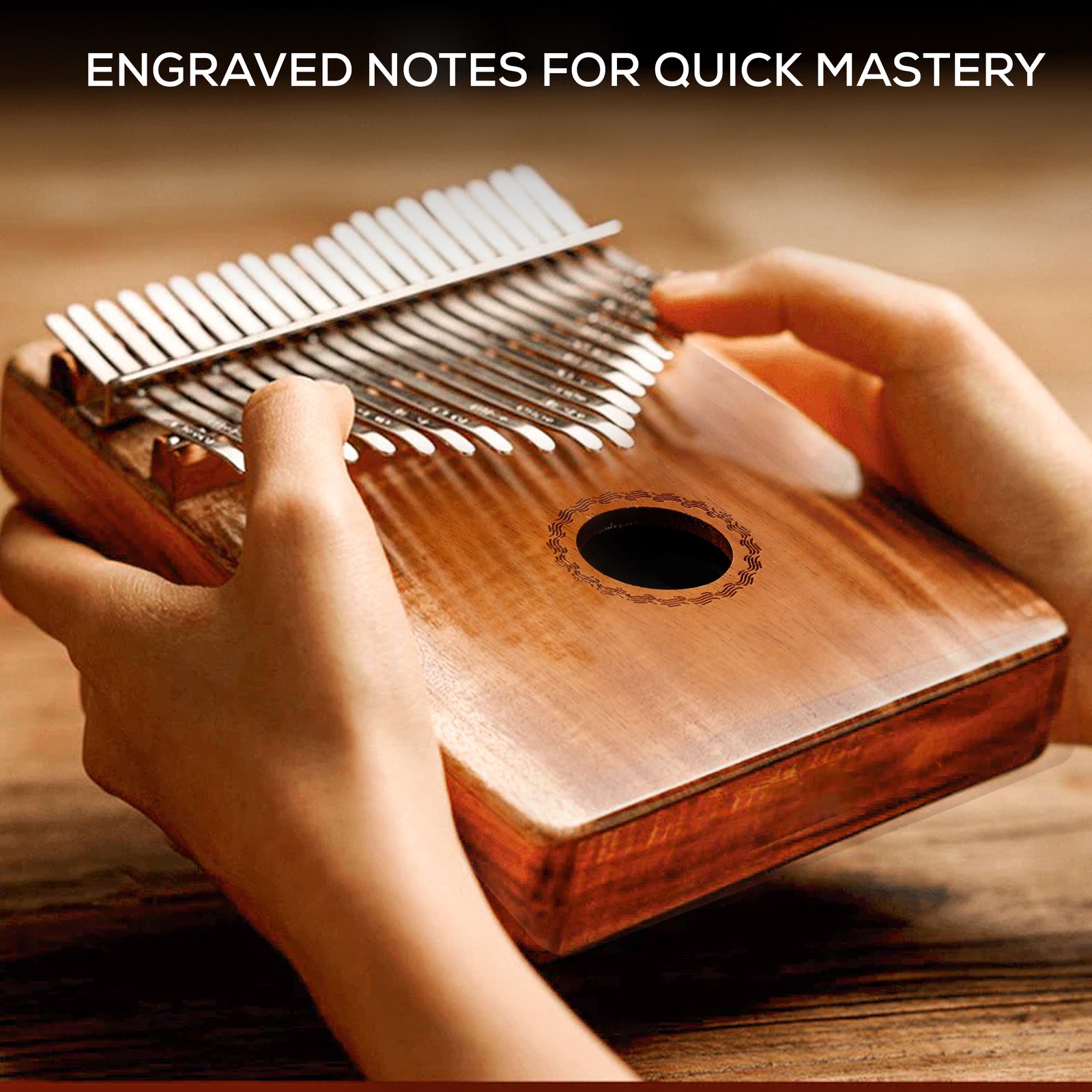 Kalimba - 17 Keys with Mahogany Wood - Includes Tune Hammer and Study Instruction