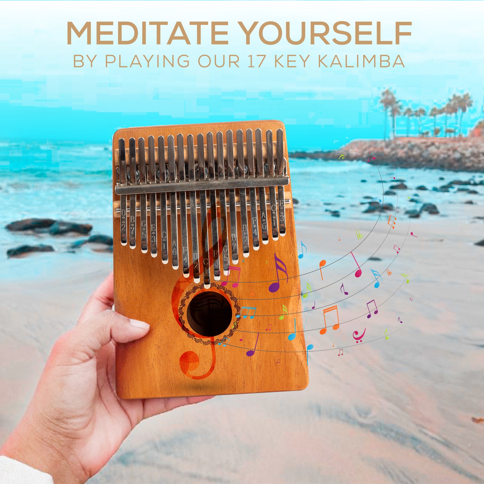 Kalimba - 17 Keys with Mahogany Wood - Includes Tune Hammer and Study Instruction